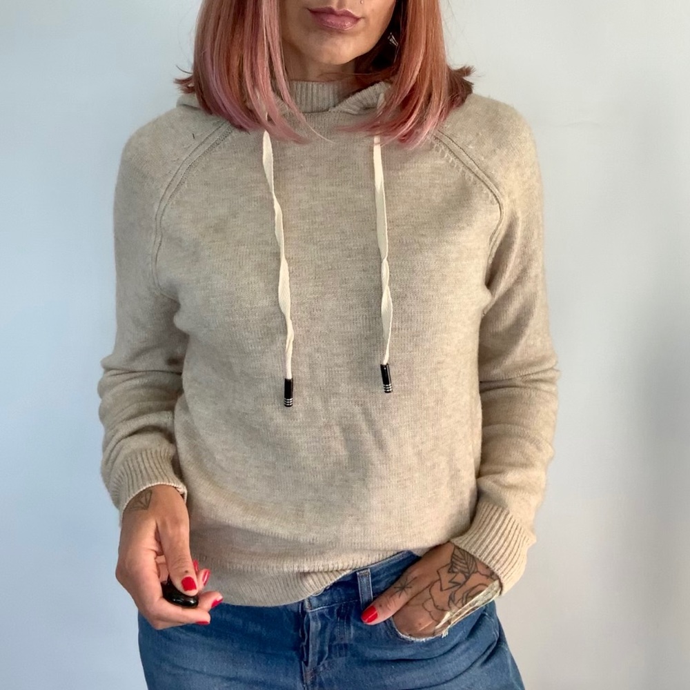 RETROD Heathered Tan Hooded Sweater • NWT